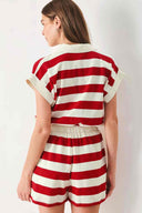Red Striped Knit Romper back