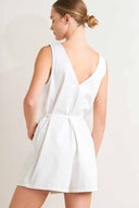 White Woven Romper back