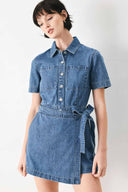 Medium Denim Skort Romper
