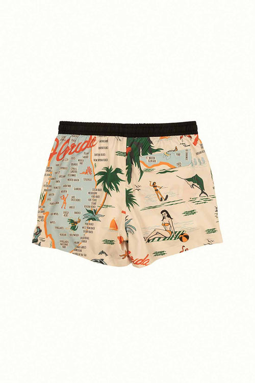 Tropical patterned shorts with a white background