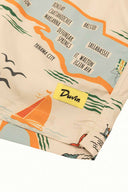 Map design with sailboat illustration and 'Duvin' label on a beige background