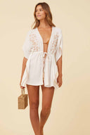 Ivory Natural Embroidery Kimono front