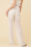 White Stripe Crochet Pants back