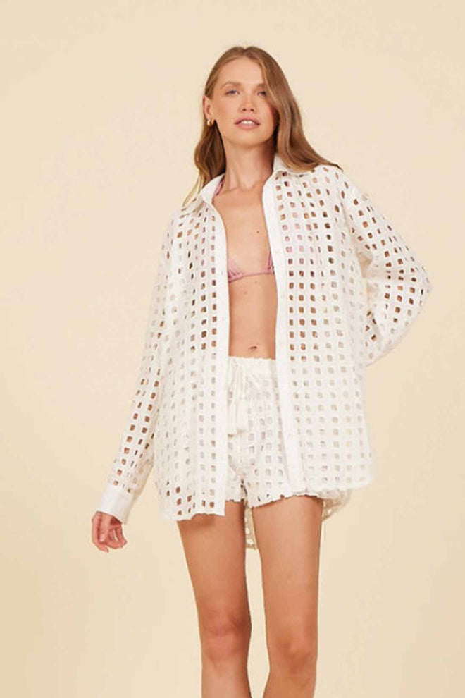 White Box Eyelet Shorts Set