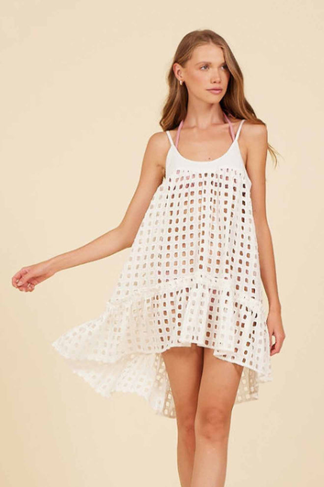 White Box Eyelet Mini Dress