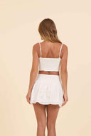 White Crochet Floral Skirt Set back