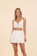 White Crochet Floral Skirt Set