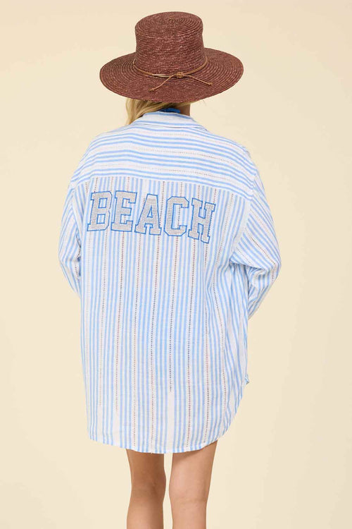 Sea Salt Striped Beach Shirt back