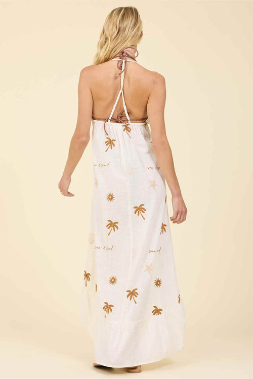 Sun Sand Embroidered Maxi Dress back