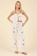 Sun Sand Embroidered Tank Pants Set