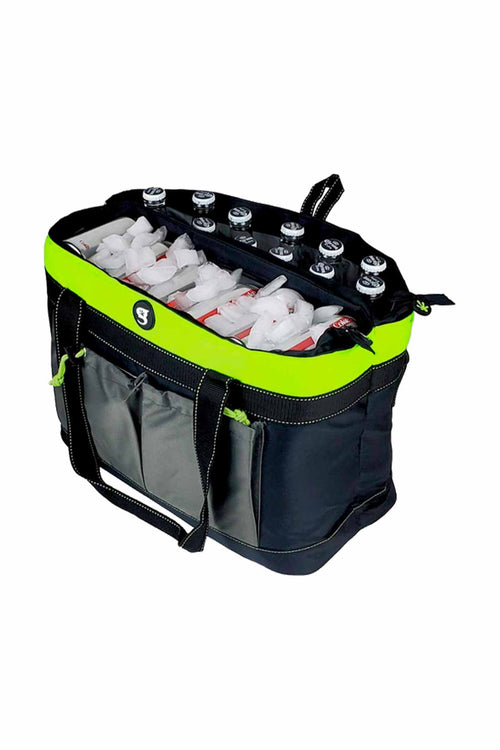 Gecko Black/Neon Green 2 Compartment Tote Cooler open