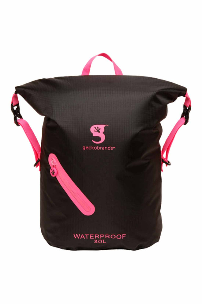 Gecko Black/Pink Waterproof Lightweight 30L Backpack