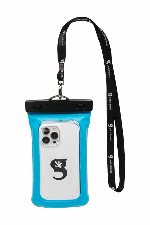 Gecko Neon Blue Float Phone Dry Bag back