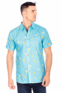 Light Blue Banana Print Woven Shirt