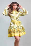 Paz Yellow Printed Mini Dress
