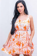 Orange Embroidery Mini Dress