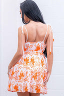 Orange Embroidery Mini Dress back