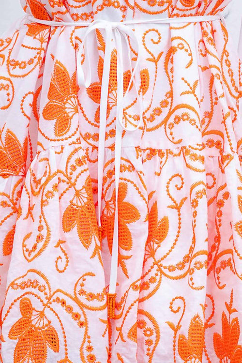 Orange Embroidery Mini Dress detail