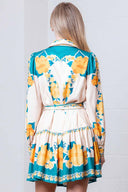 Taupe Flower Long Sleeve Mini Dress
