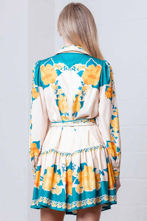 Taupe Flower Long Sleeve Mini Dress