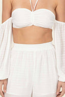 Alina White Off Shoulder Pants Set detail