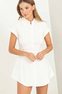 Sandra White Short Sleeve Romper front
