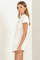 Sandra White Short Sleeve Romper side