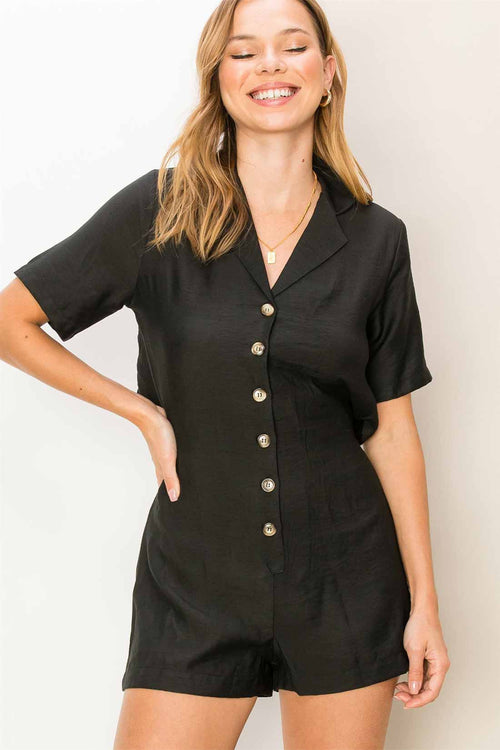 Margot Black Short Sleeve Romper