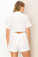 Margot White Short Sleeve Romper back
