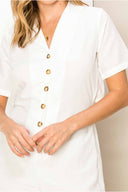 Margot White Short Sleeve Romper detail