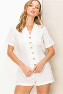 Margot White Short Sleeve Romper