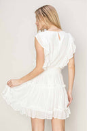Karina White Ruffled Mini Dress back