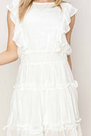 Karina White Ruffled Mini Dress detail