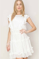 Karina White Ruffled Mini Dress front