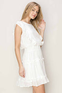 Karina White Ruffled Mini Dress side