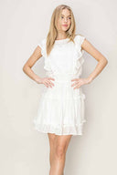 Karina White Ruffled Mini Dress