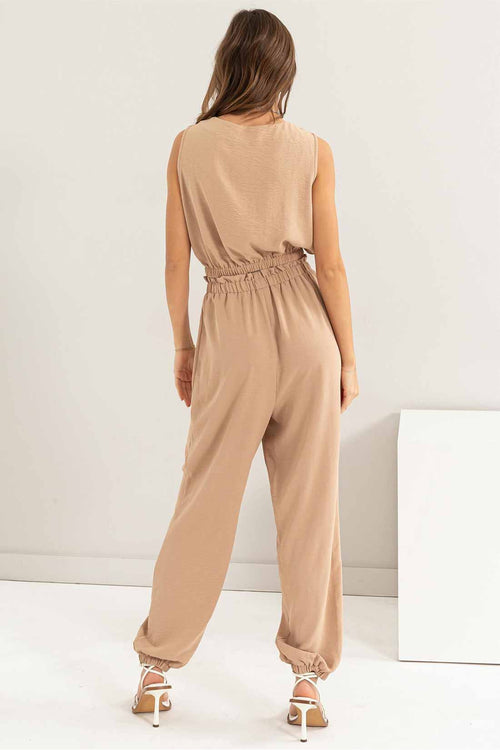 Piera Taupe Drawstring Pants Set back