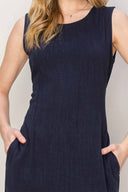 Gamboa Navy Linen Midi Dress detail