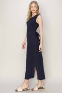 Gamboa Navy Linen Midi Dress side