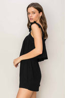 Danae Black Double Gauze Shorts Set side