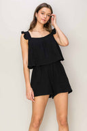Danae Black Double Gauze Shorts Set