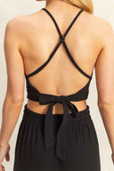 Black Halter Cargo Pants Set details