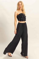 Black Flowy Pants Set side