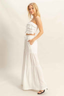 White Flowy Pants Set side