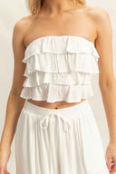 White Flowy Pants Set