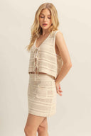 Oatmeal Crochet Skirt Set side