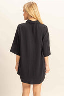 Black Rayon Shorts Set back