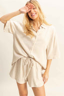 Oatmeal Rayon Shorts Set