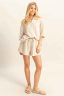 Oatmeal Rayon Shorts Set front