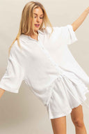 White Rayon Shorts Set